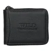 czarny portfel skórzany WILD 702 na suwak vintage / WILD 702 black vintage leather zip wallet